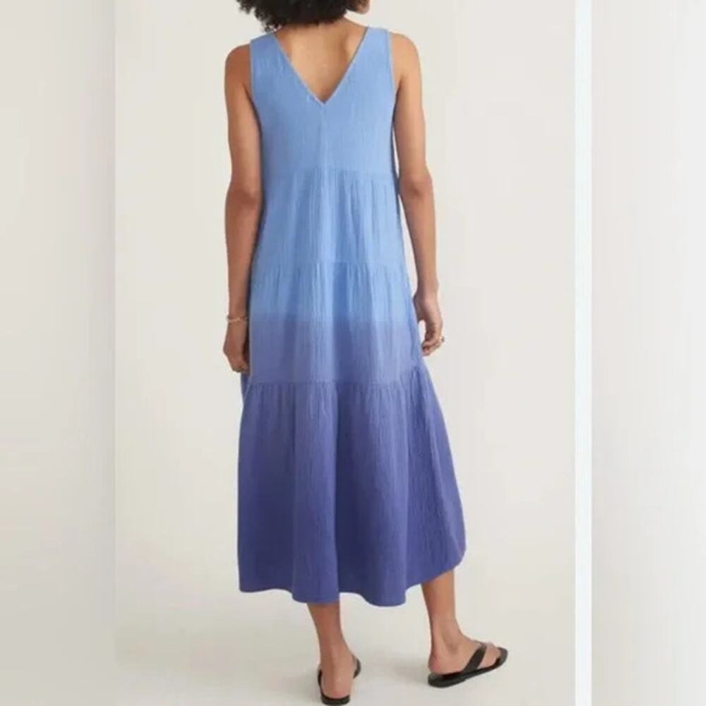 MARINE LAYER Corinne Sleeveless Double Cotton Maxi Dress Navy Dip Dye Small 2024 - Picture 2 of 10